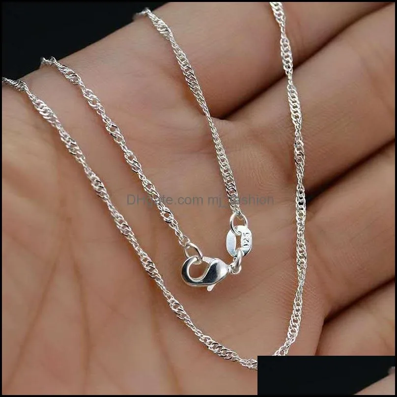 10pcs water waves chains 1.2mm 925 sterling silver necklace chains 16