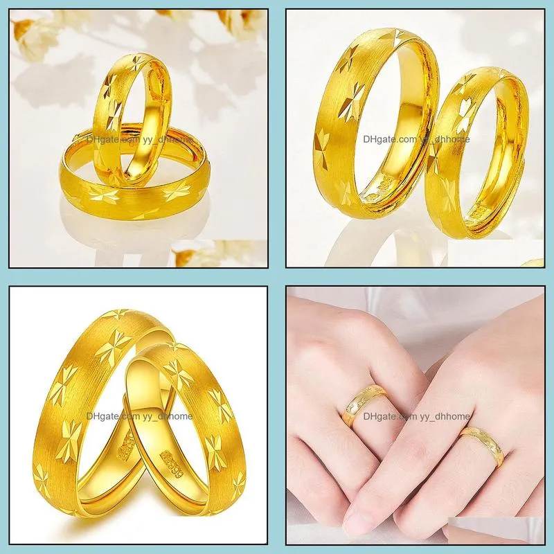 fashion and exquisite couple gold-plated ring pair ring starry car flowers for lovers couple ring bright love song rings