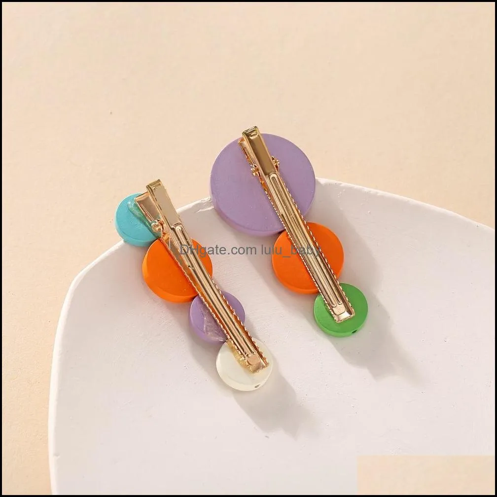 kawaii rainbow wooden round hairpin children kids hair clips pins barrettes accessories for women girls hairclip headdress