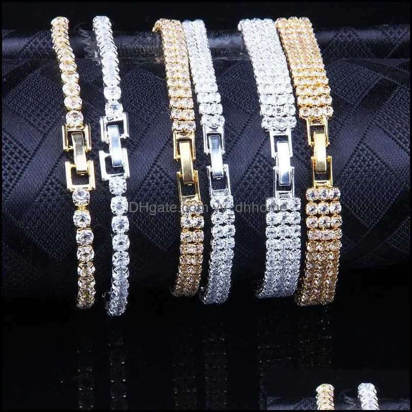 new fashion rhinestone natural zircon metal chain bracelet men`s hip hop wind jewelry alloy material gold and silver ladies diy
