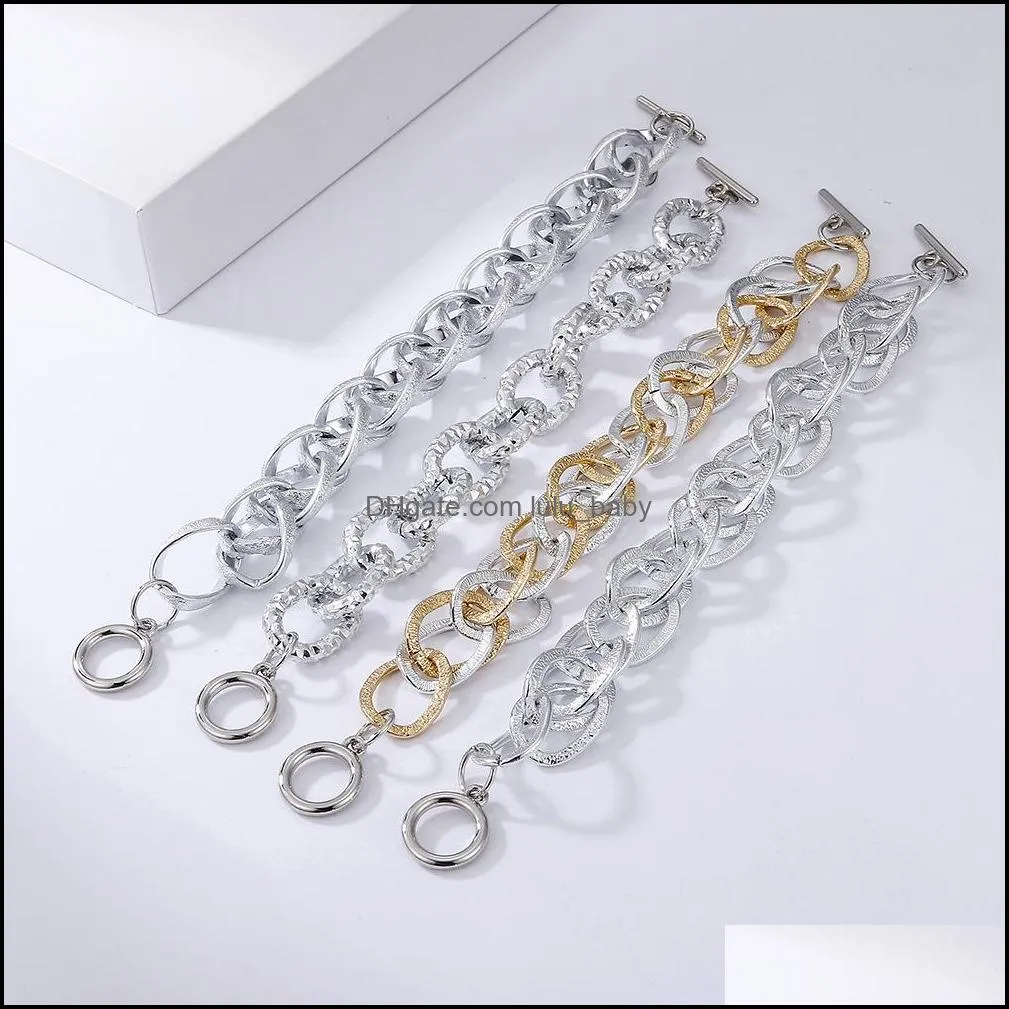 multilayer hollow thick matte gold silver color link chain bracelet for women gifts friends jewelry wholesale