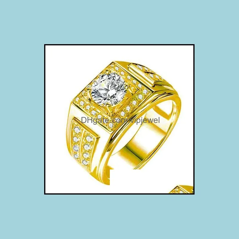 fashion gold white crystal cz ring for women men hip hop  engagement ring men wedding band party jewelry