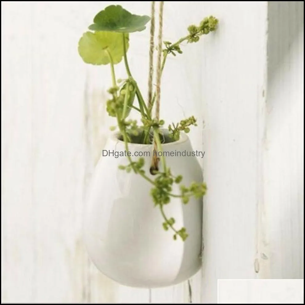 us home garden balcony ceramic hanging planter flower pot plant vase with twine little bottle home decor2532