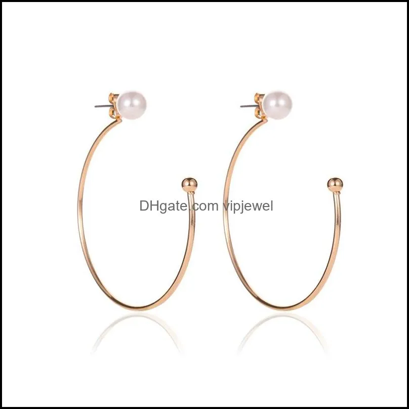 korean minimalist design geometric c-shaped pearl hoop earrings female fashion women simple circle earrings accesorios mujer