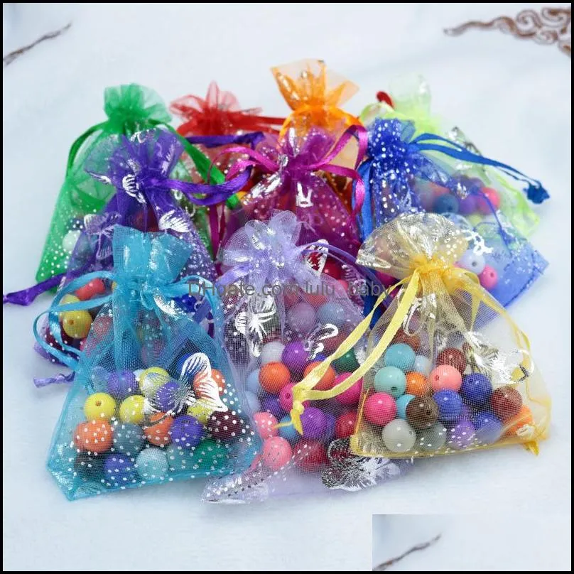 wholesale 13x18cm christmas wedding voile gift bag butterfly organza bag jewelry packing drawstring pouch jewelry bags display 587 q2