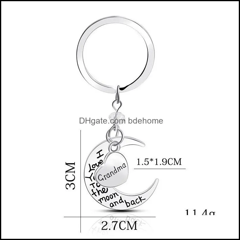 fashion key holder engraved letter pendant keychains moon keyrings charm jewelry gifts c3