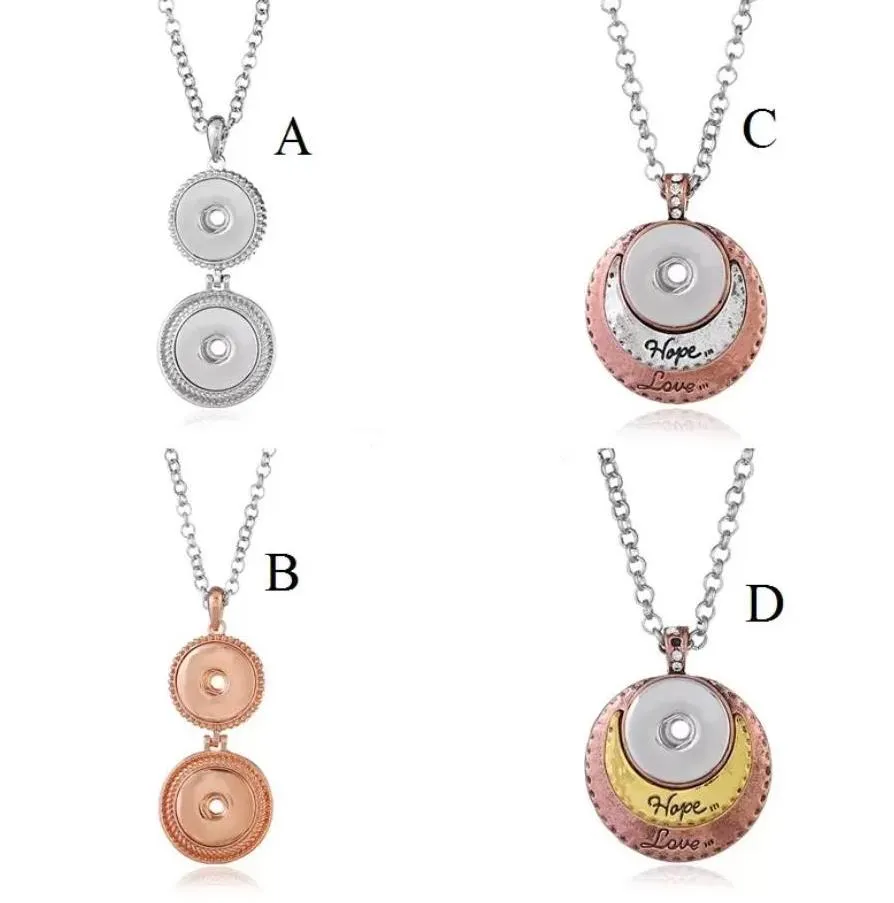 new noosa silver gold metal snap button necklaces diy 18mm snap buttons jewelry bohemia hope love long chain necklace for women girls