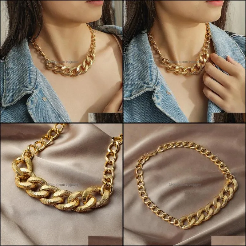 hip-hop big thick gold chain exaggerated short necklace trend punk necklace