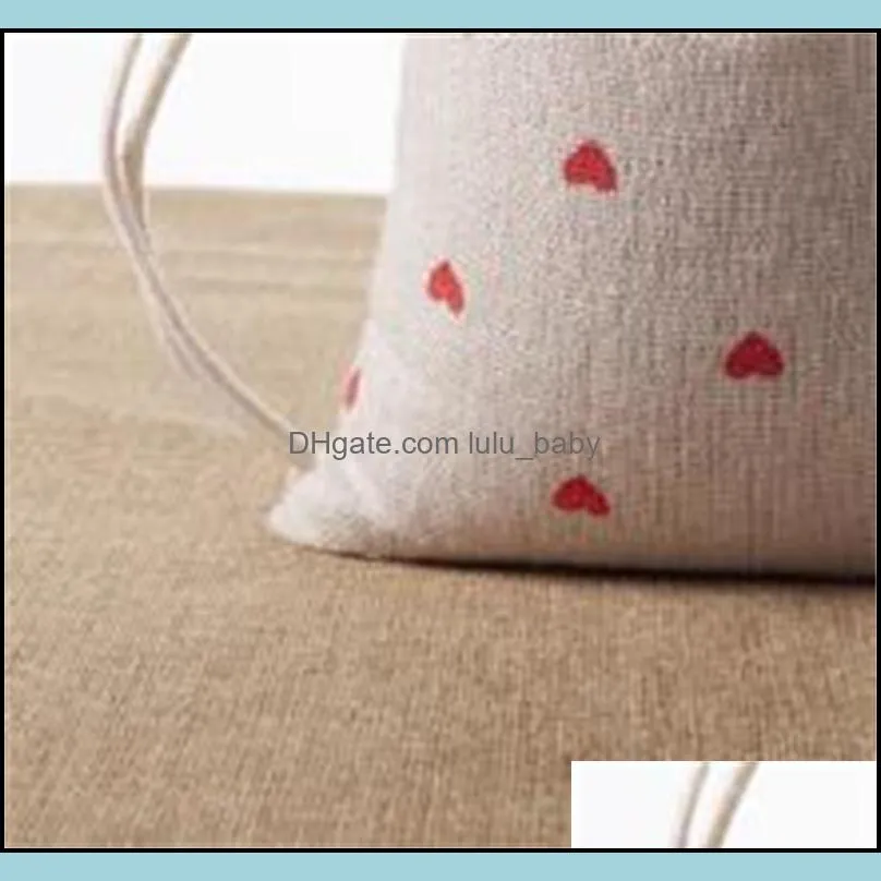red heart linen gift bags 9x12cm 10x15cm 13x17cm pack of 50 candy favor sack makeup jewelry pouch 585 t2