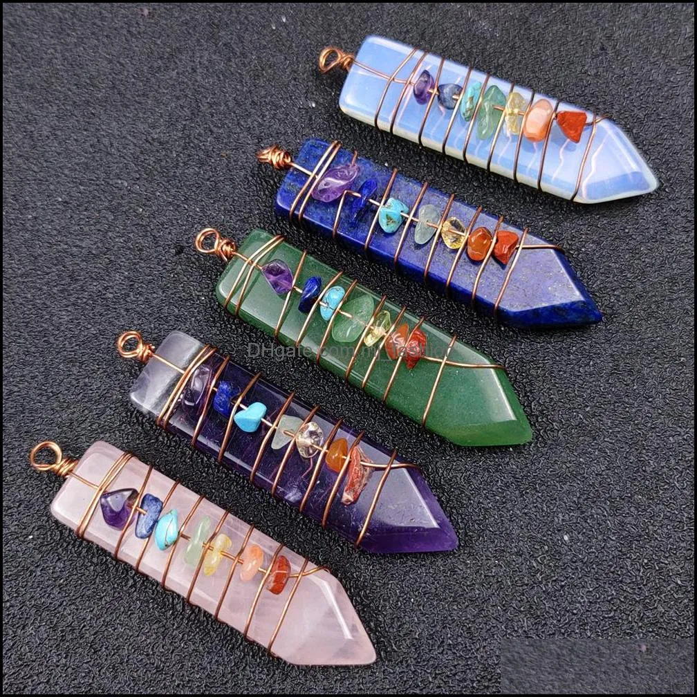 arrowhead chakra reiki healing pendulums natural stones pendant amulet crystal meditation hexagonal pendulum for men women