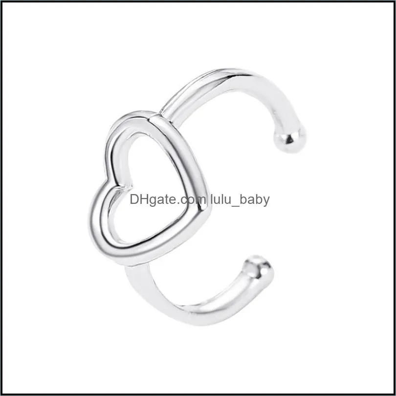 hollow heart ear clip screw back for women earing without hole jewelry fake earrings single bone clip earings 20220224 t2