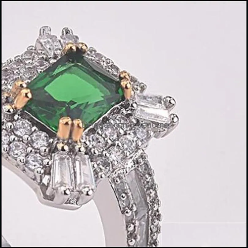 women`s fashion jewelry authentic 925 sterling silver rings emerald zircon oval wedding ring with gift box 1898 t2