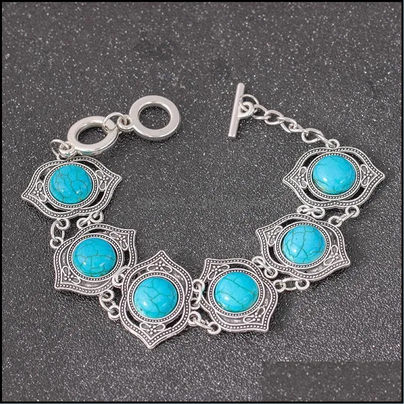 vintage bohemian jewelry set for women collares exaggerated ethnic chokers necklaces bracelets earrings turquoises beads party jewelry