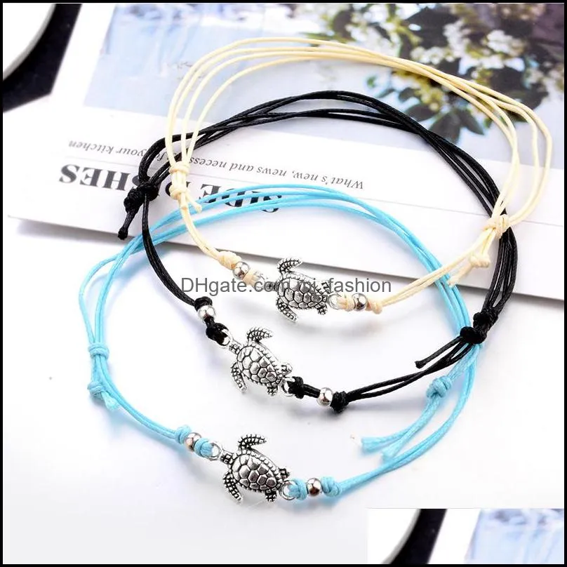 summer beach turtle shaped charm rope string anklets for women ankle bracelet woman sandals on the leg chain foot jewelry525 t2
