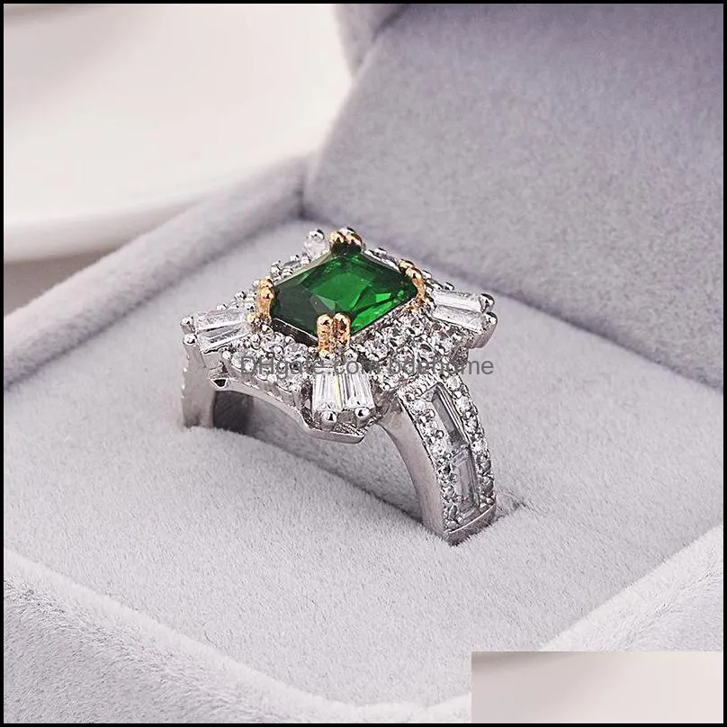 women`s fashion jewelry authentic 925 sterling silver rings emerald zircon oval wedding ring with gift box 1898 t2