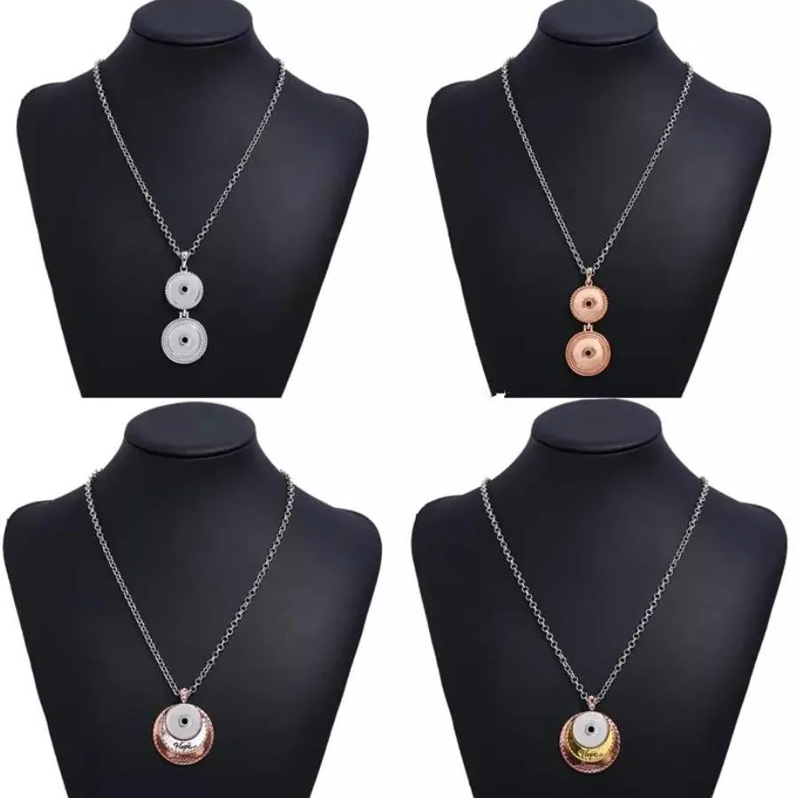 new noosa silver gold metal snap button necklaces diy 18mm snap buttons jewelry bohemia hope love long chain necklace for women girls