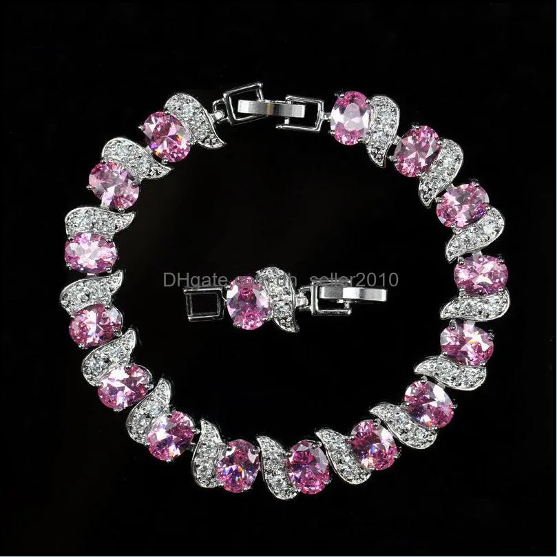 white gold plated cz tennis bracelet for girls women for party wedding nice gift for friend 3739 q2