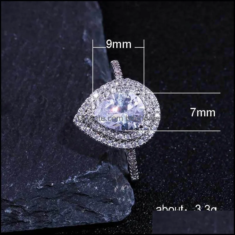 size 6-10 engagement rings for women 925 stearling silver drop water white cz diamond gemstoneswomen wedding bridal ring 1285 b3