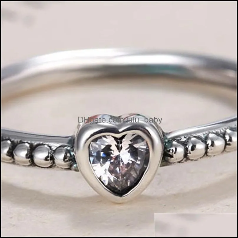 925 silver heart ring fit pandora cz anniversary jewelry for women christmas gift