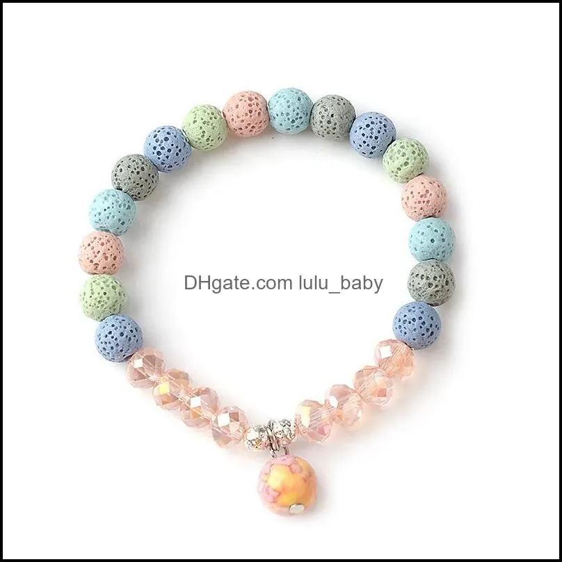 assorted handmade lava stone glass crystal beads strand bracelet friendship bracelets adjustable rope  oil diffuser women jewelry