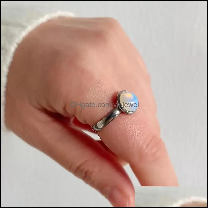 cute natural stone ring handmade bohemian jewelry gift glass crystal ring for women birthday party rings adjustable