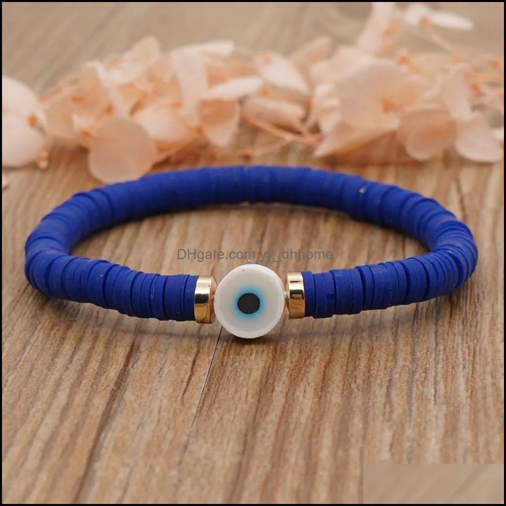 2021 new european and american style geometric candy color 6mm soft pottery bead bracelet woven eye bead hand chain female