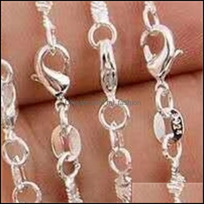 10pcs water waves chains 1.2mm 925 sterling silver necklace chains 16