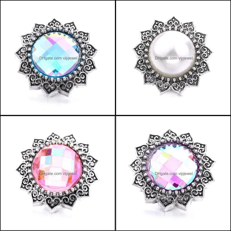 simple retro acrylic snap button charms women jewelry findings 18mm metal snaps buttons diy bracelet jewellery wholesale