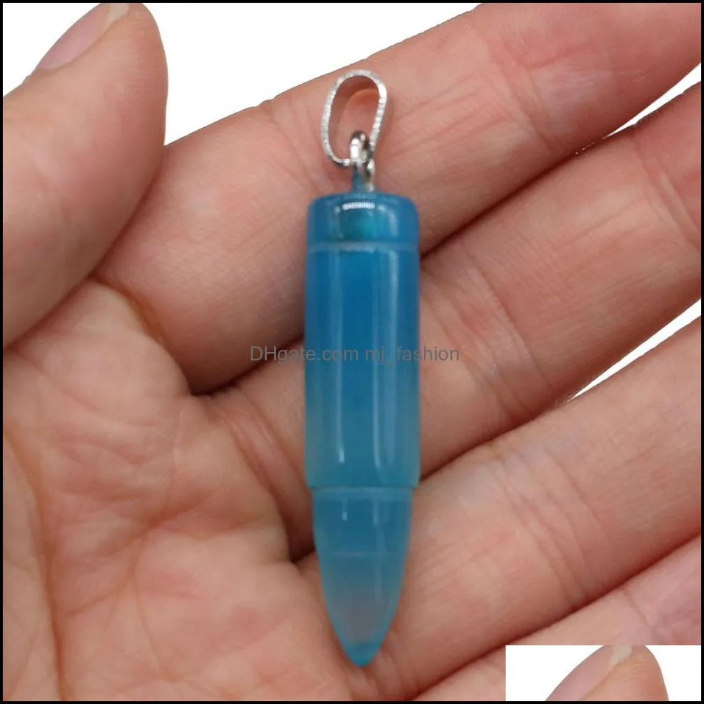 arrowhead point semi-precious stone pillar pendulum pendant diy men necklace energy jewelry making hip hop retro punk style