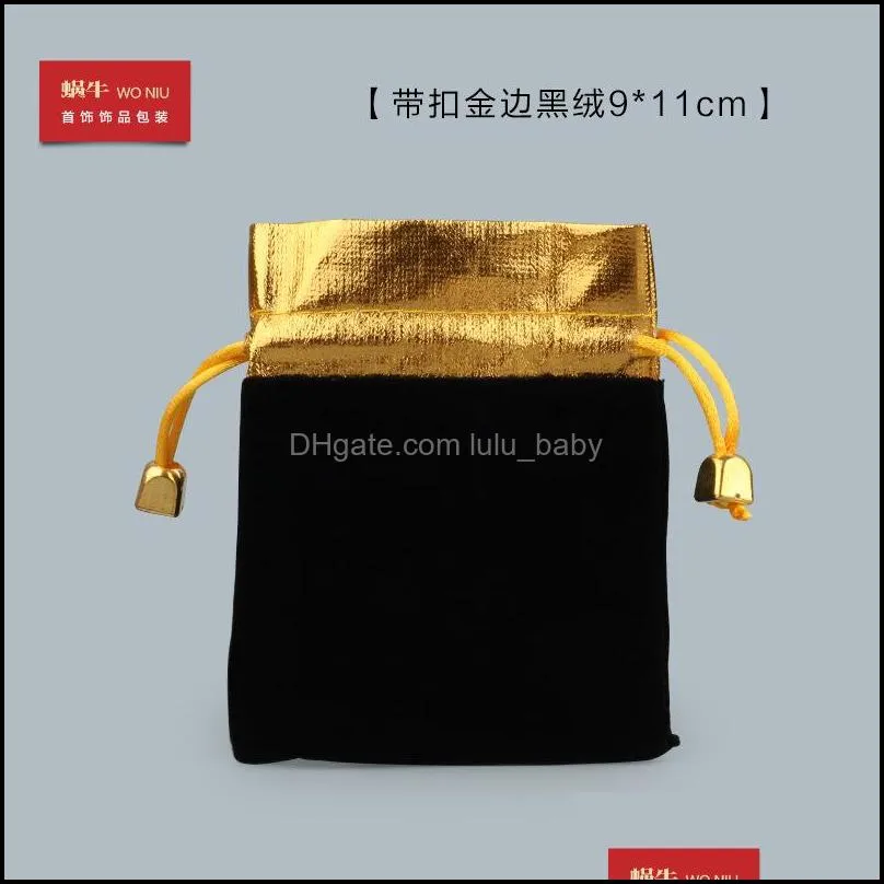 gold side velvet drawstring pouch bag/jewelry bag christmas/wedding gift bags red black ne815 862 q2