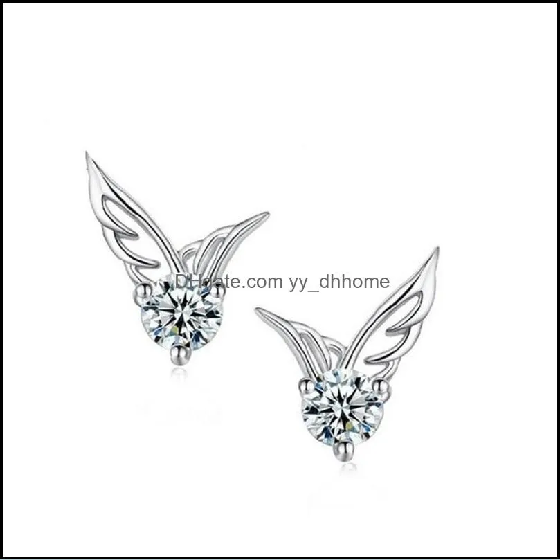 s925 silver plated crystal opal pearl stud earrings crown wing letters earings fashion brand jewellery for women