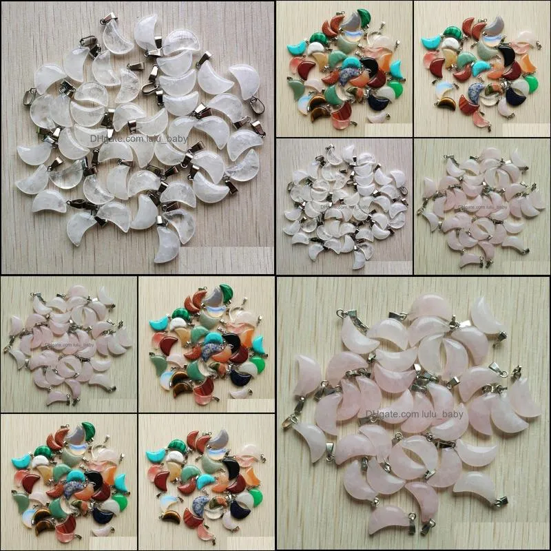 natural crystal crescent moon shape charms pendants for diy jewelry making wholesale