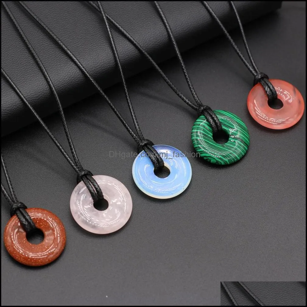 25mm safty lucky buckle shape reiki healing crystal pendant energy circle stone quartz charms necklaces fashion women men jewelry