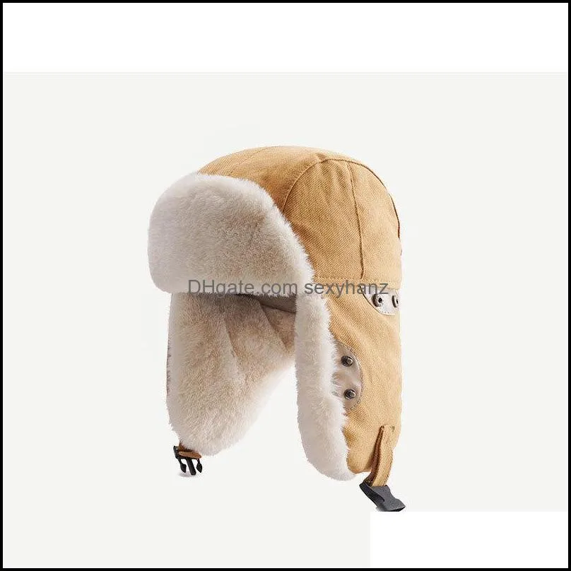 cold winter women warm plush fur hats caps ear protector outside riding skiing pilot bomber fur hats 1917 t2