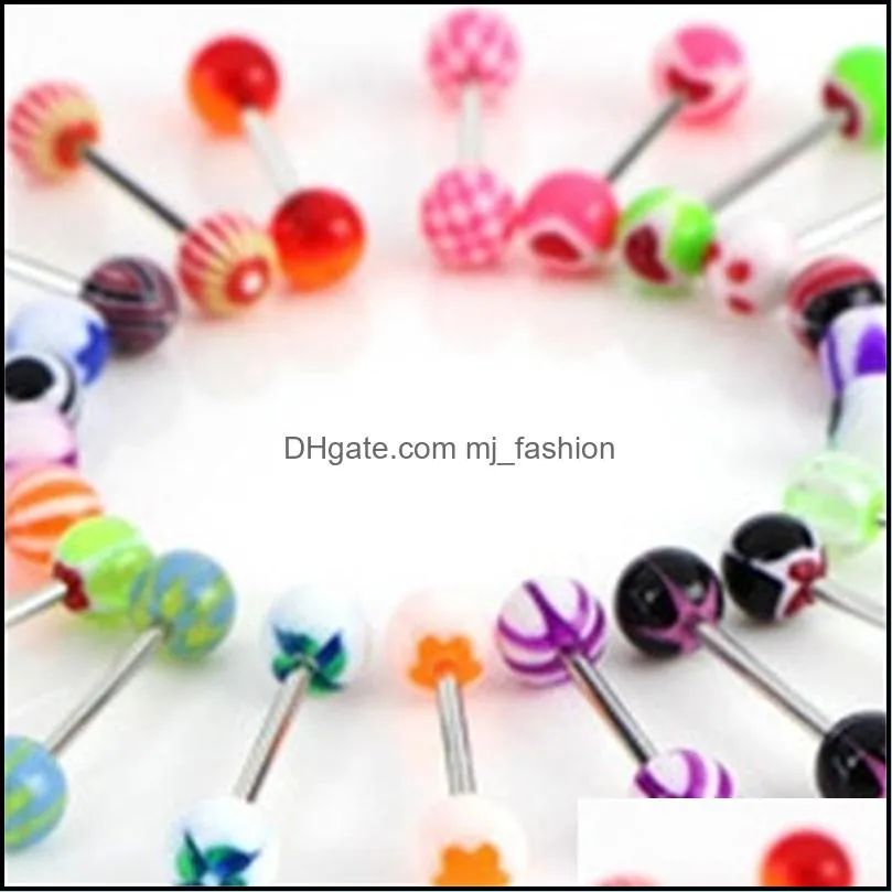 100pcs/lot body jewelry fashion mixed colors tongue tounge rings bars barbell tongue piercing c3