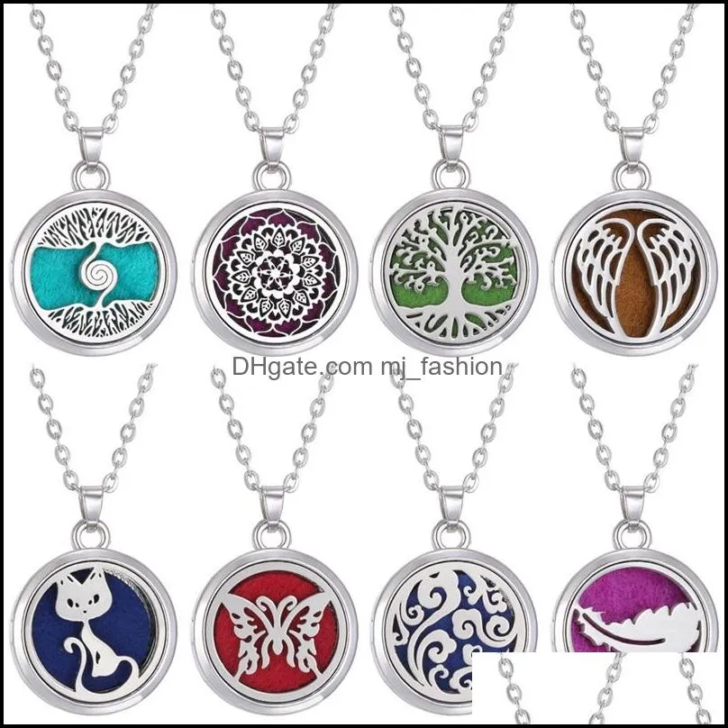 tree of life aromatherapy necklace perfume  oil diffuser open stainless steel locket pendant aroma necklaces 20220225 t2