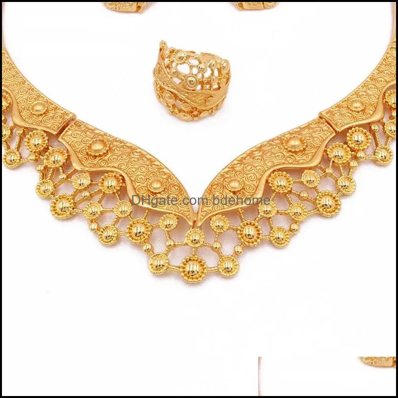 luxury jewelry sets for women dubai wedding gold color necklace earrings bracelet ring bridal indian nigeria african gifts set 2221 t2