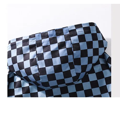 Men's Jackets Fashion Brand Hoodie New Arrival Letter Sleeve Cotton Fashion Checkerboard