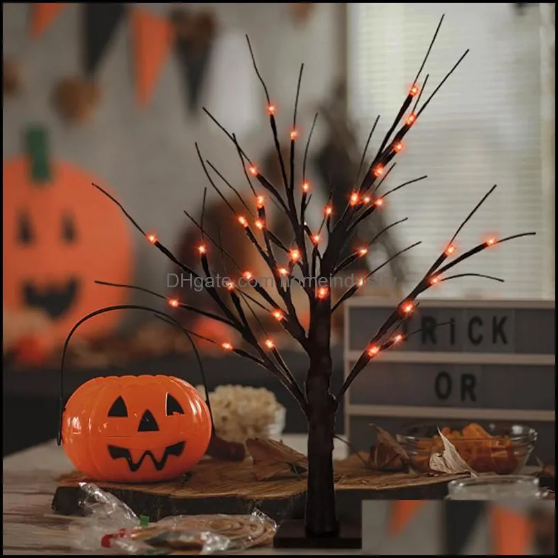 halloween decor led birch tree light party hanging ornaments decorations for home table kids gift christmas lamp 220817
