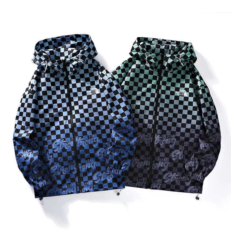 Men's Jackets Fashion Brand Hoodie New Arrival Letter Sleeve Cotton Fashion Checkerboard