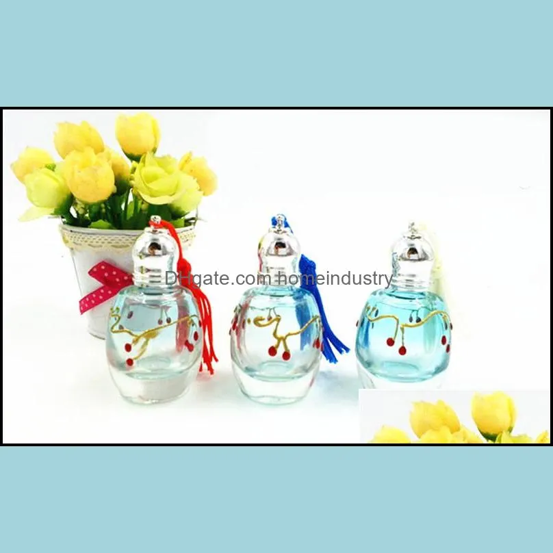 cherry print perfume bottle with roller lids 12ml portable travel glass scented bottle refillable makeup containers dc755