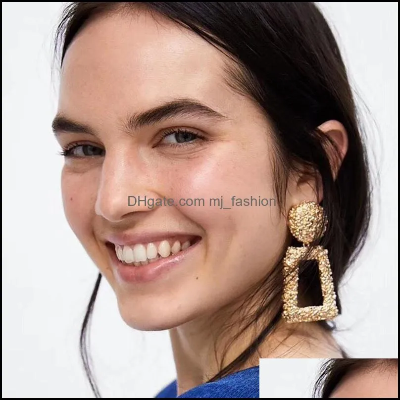 big retro dangle earrings for women plated gold silver geometric trapezoid drop earring metal hanging earrings jewelry 20211223 t2