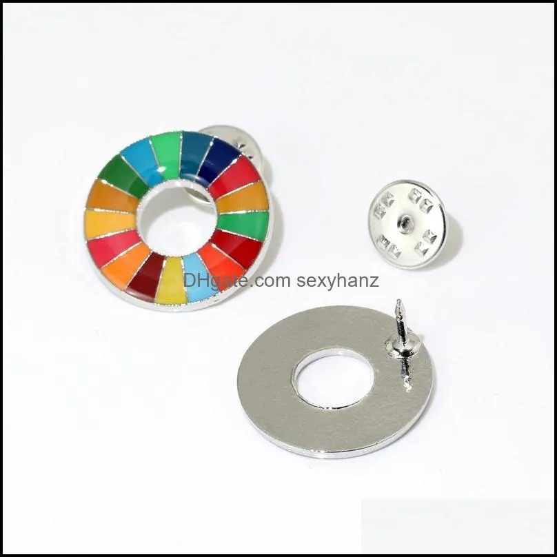 pins, brooches enamal 17 colors sustainable development goals brooch united nations sdgs pin badge fashion rainbow pins for women men