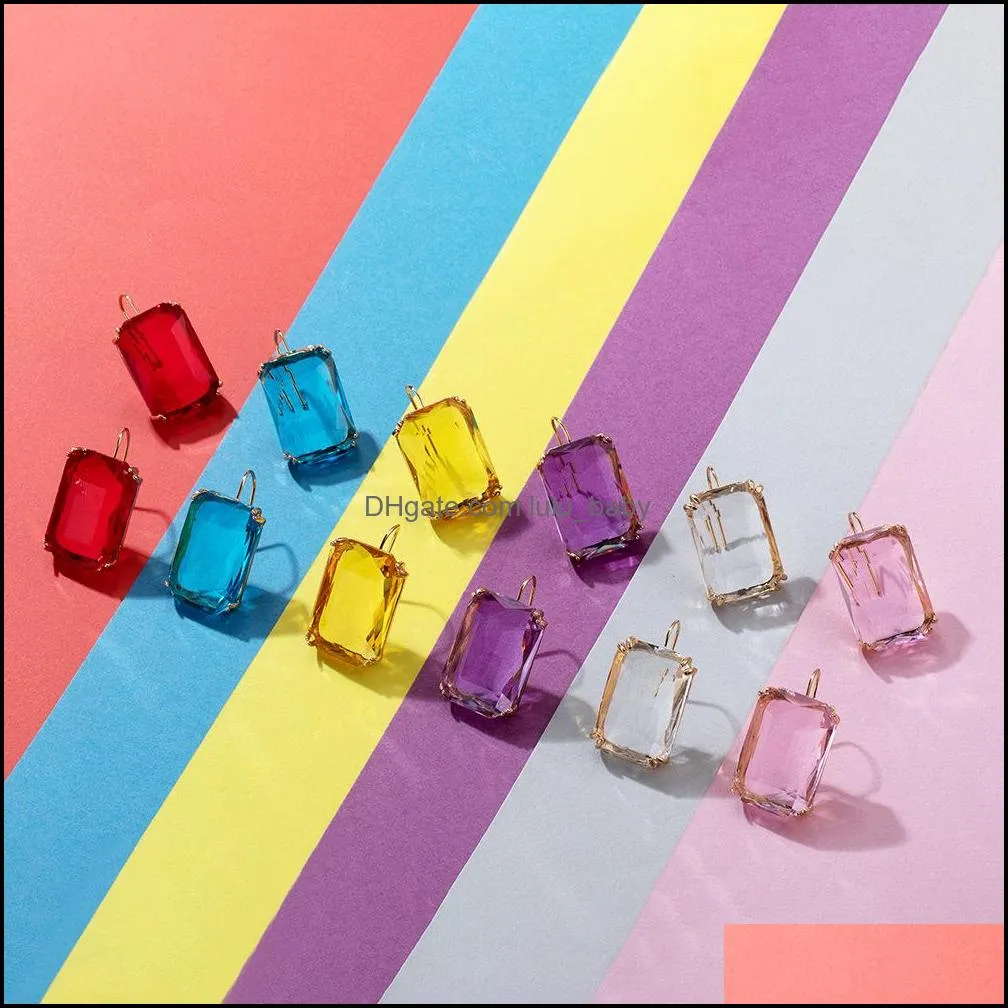 gold color studs glass crystal rhinetsone stud earrings for women square zircon earings jewelry wedding gift