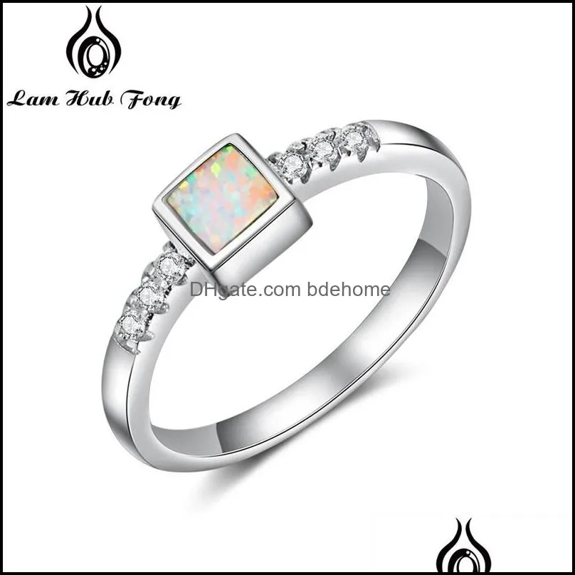 cluster rings real 925 sterling silver white fire opal clear zirconia crystal engagement wedding bands women s925 jewelry gifts 3757