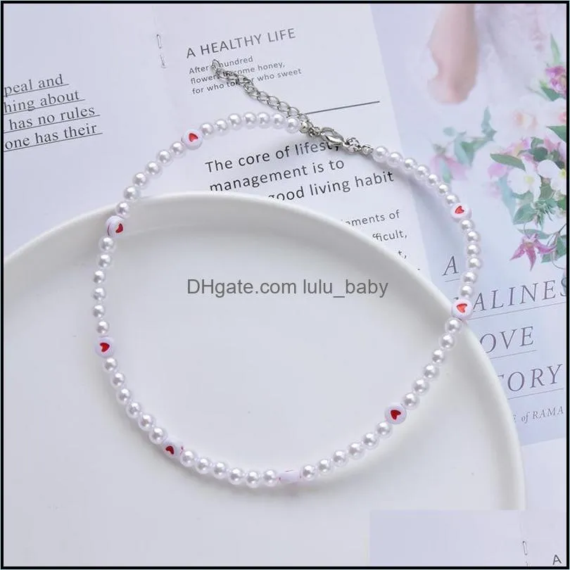 pearl choker necklace heart shaped female personalized travel party fashion clavicle neck chain accessories 20220122 t2