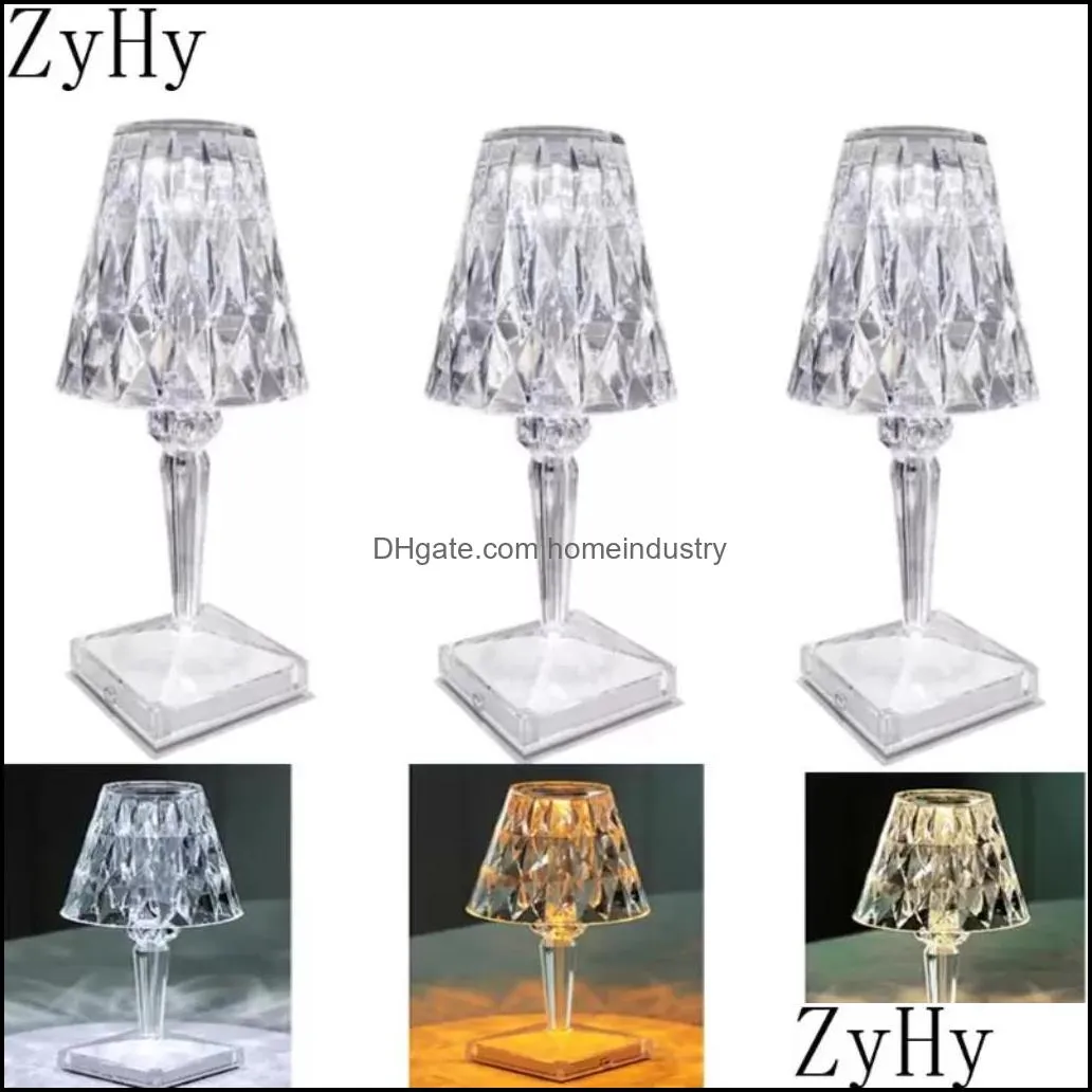 table lamps 1-3 pcs diamond lamp acrylic decoration desk for bedroom bedside bar crystal lighting fixtures led night light gift