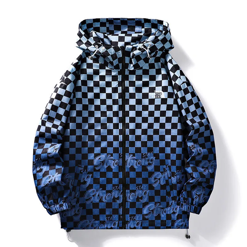 Men's Jackets Fashion Brand Hoodie New Arrival Letter Sleeve Cotton Fashion Checkerboard