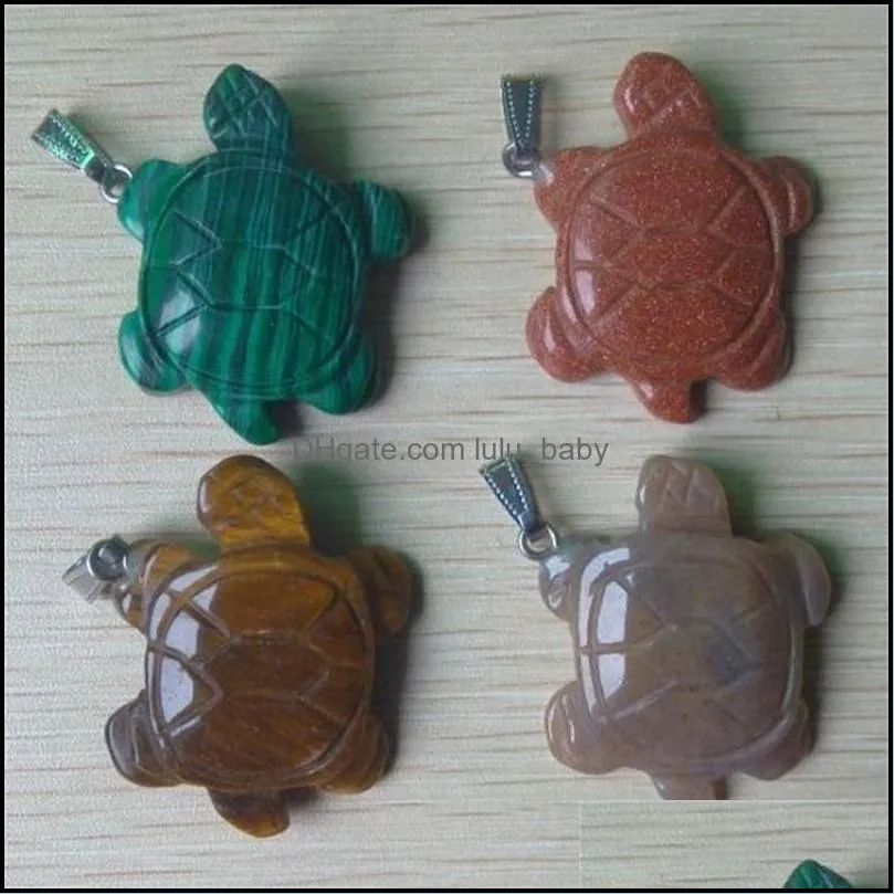 carved turtle assorted natural stone charms crystal pendants for necklace accessories jewelry making