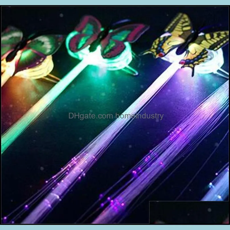 35cm butterfly luminescence ponytail girl party optical fiber noctilucent hairpin colorful children led toys glow 0 75jf o2